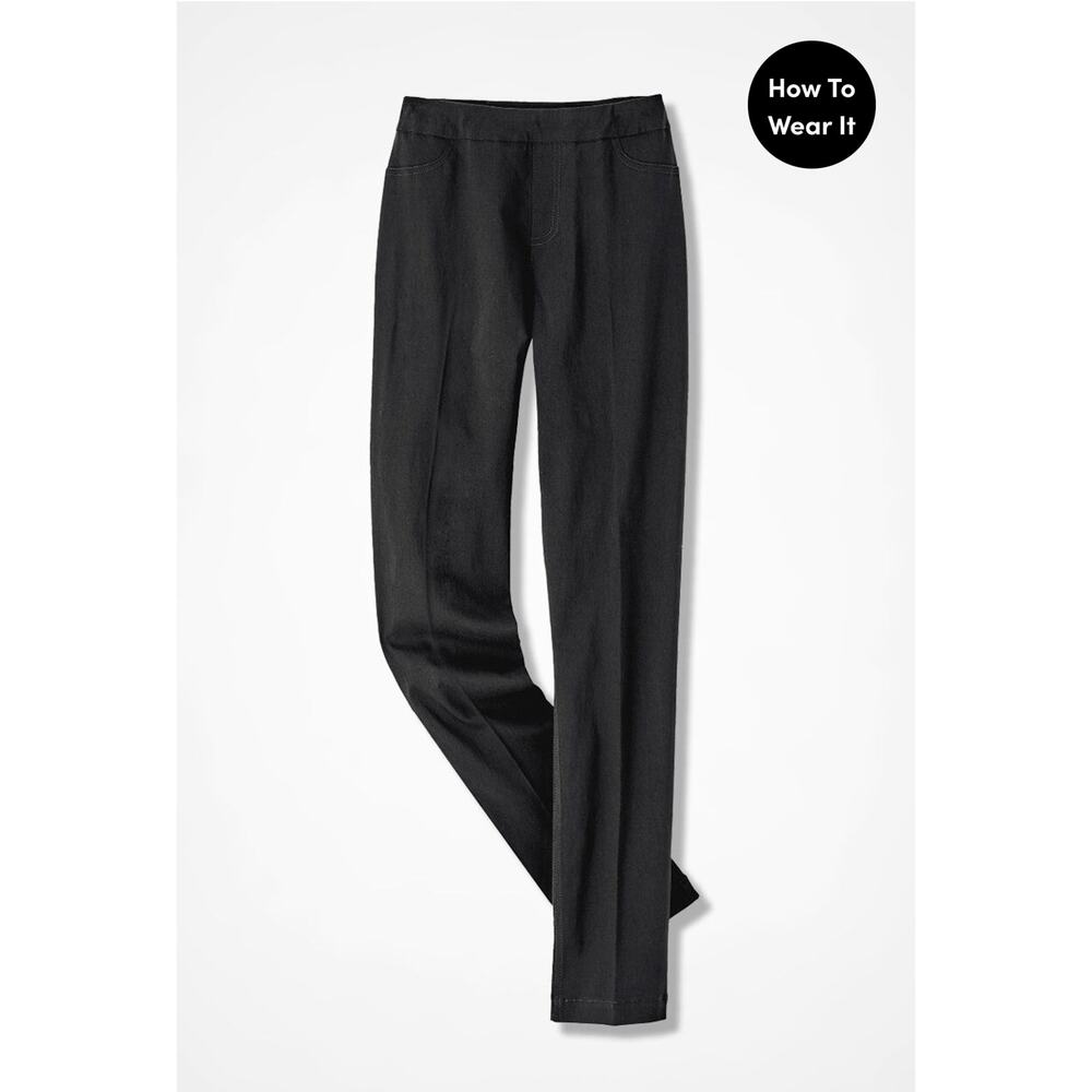 Coldwater Creek *NEW* Pull-On Anywear Black ShapeMe Pants Minimalist Size 24W